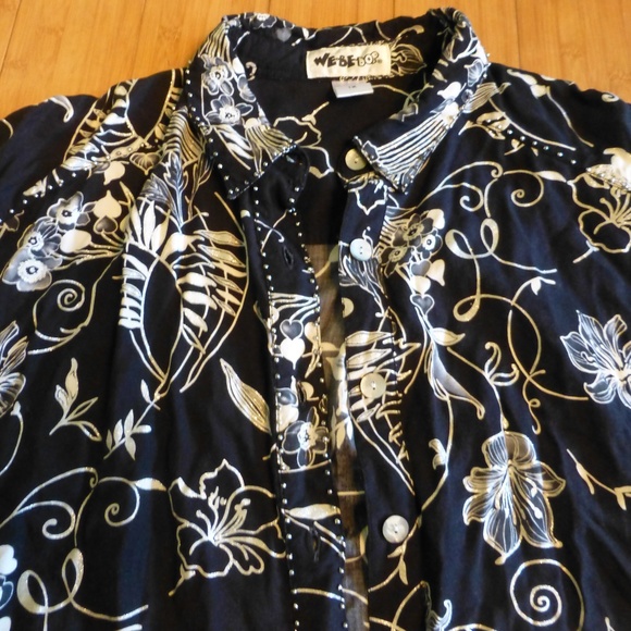 WE BE BOP B/W FANTASY BLING OFFICE JACKET BLOUSE - Picture 2 of 4